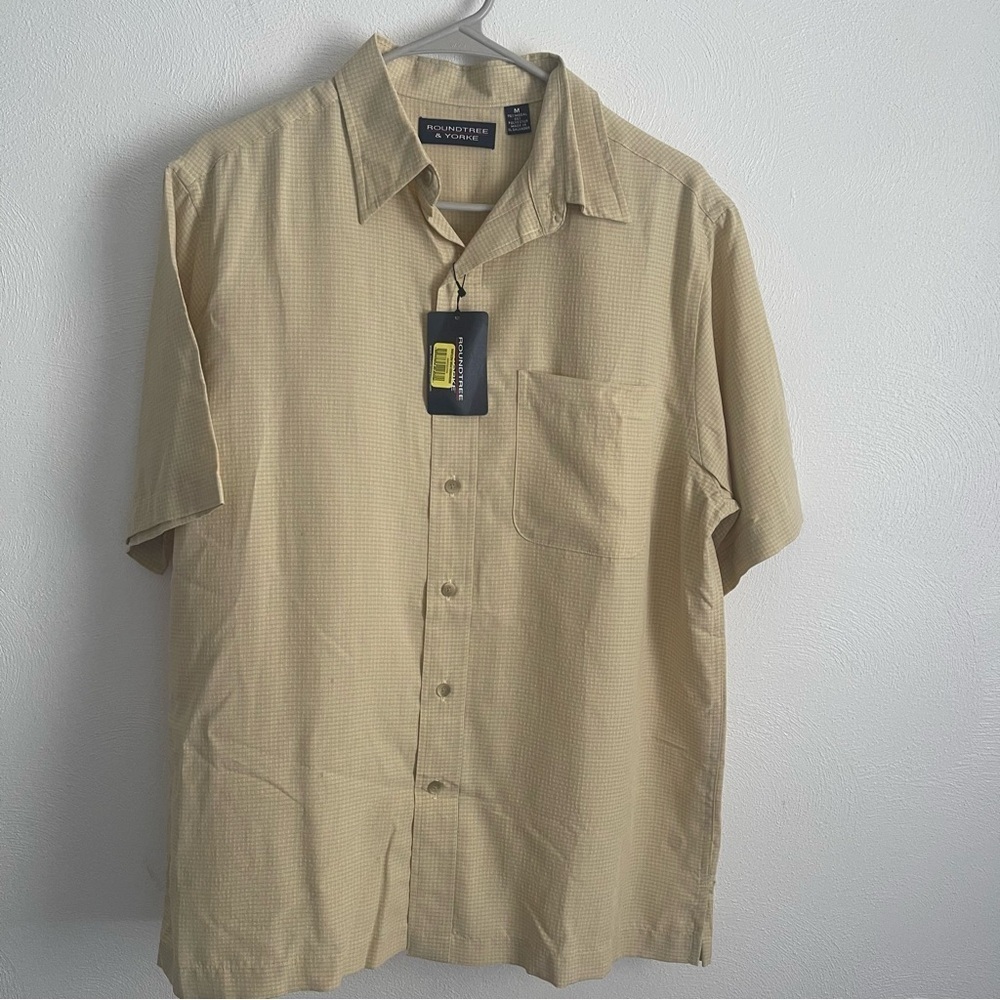 Roundtree & Yorke men’s Casual Button up Shirt with micro check NWT size M modal